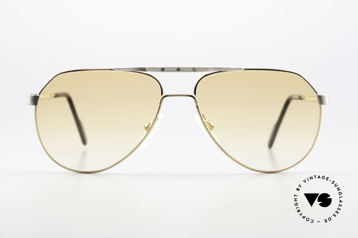 Alpina M1F770 Fancy Orange Sun Lenses, 90's aviator specs, brushed metal and gold-plated, Made for Men