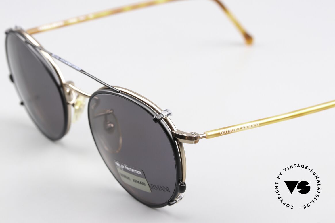 Giorgio Armani 138 Clip On Panto Vintage Frame, can be used as sunglasses and prescription eyewear, Made for Men and Women