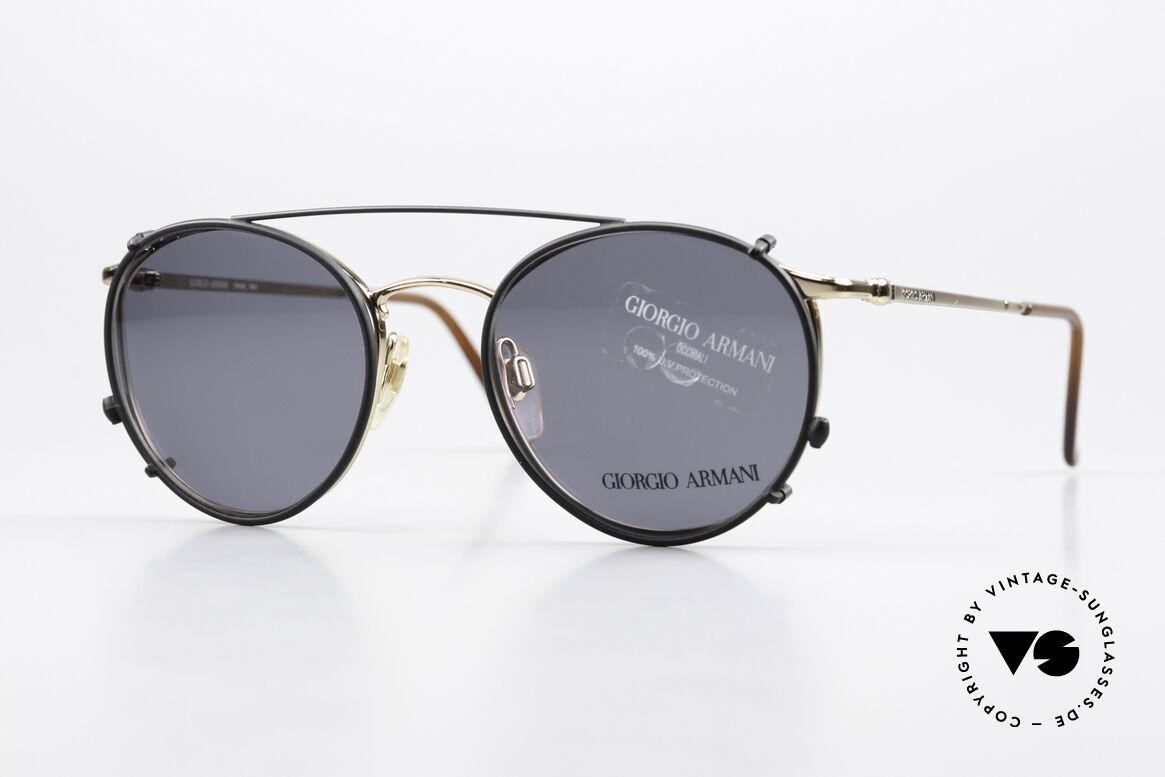 Giorgio Armani 132 80's Frame With Sun Clip, timeless vintage Giorgio Armani designer eyeglasses, Made for Men and Women