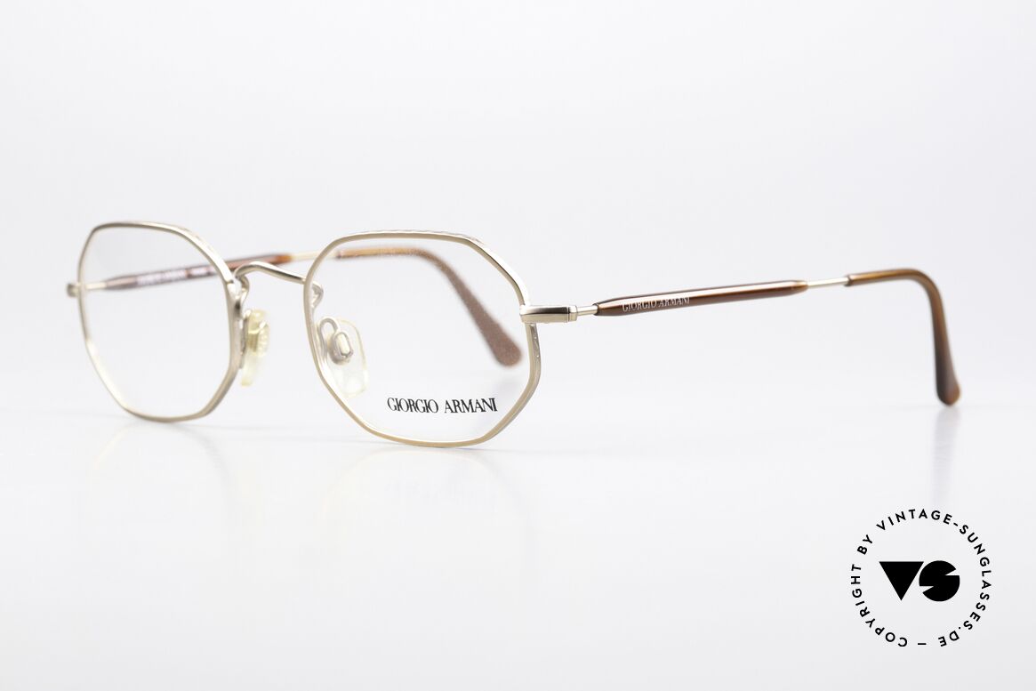 Giorgio Armani 182 Octagonal Vintage Eyewear, bronze-colored frame front with dark brown temples, Made for Men and Women