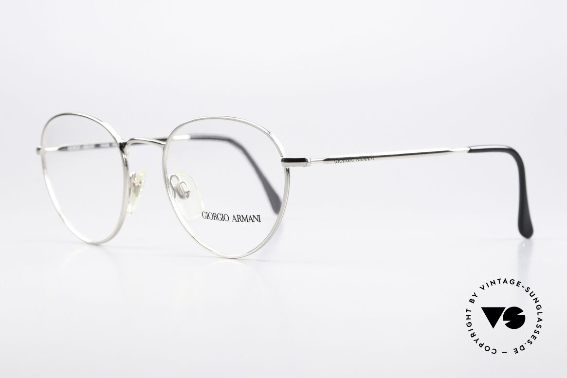 Giorgio Armani 165 Panto Eyeglasses 80s 90s, silver-chrome metal frame; in M size 50-20, 140mm, Made for Men and Women