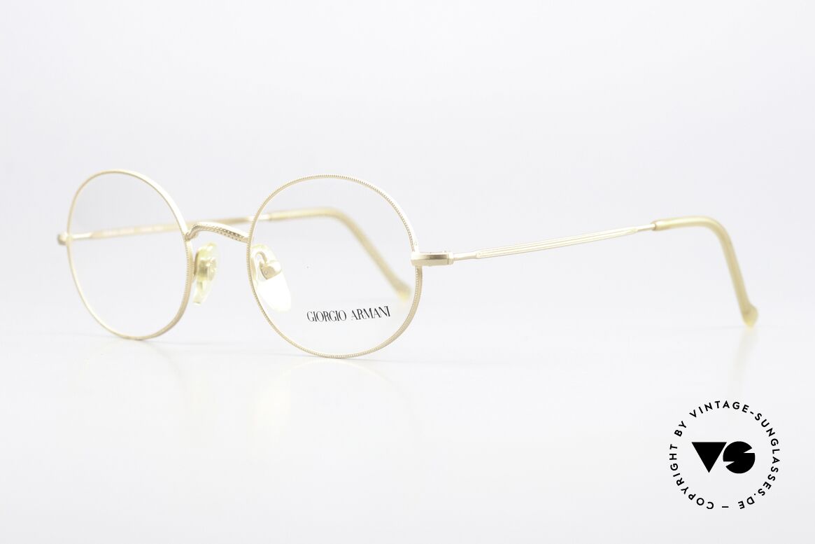 Giorgio Armani 134 80's Frame Timeless Round, matt gold metal frame with many small engravings, Made for Men and Women