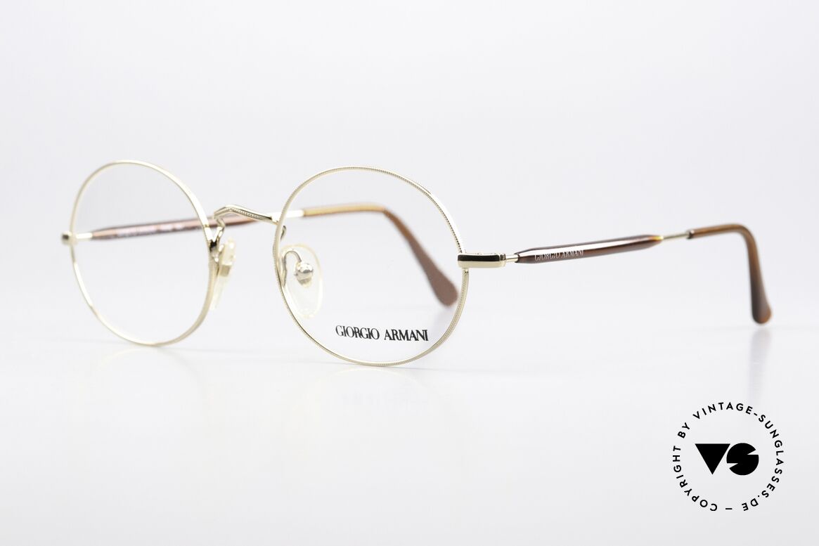 Giorgio Armani 172 No Retro 90s Oval Glasses, premium craftsmanship; timeless in gold & brown, Made for Men and Women