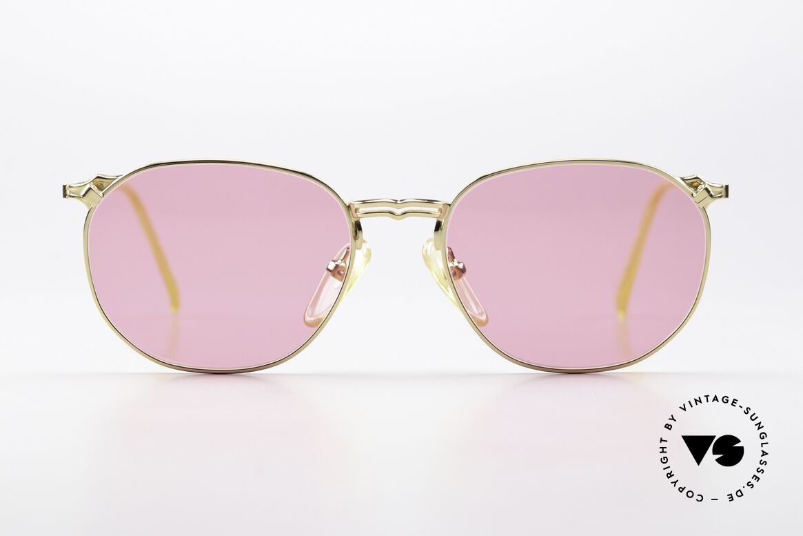 Jean Paul Gaultier 55-2173 22ct Gold Plated Frame, noble gold-plated frame with pink-colored sun lenses, Made for Men and Women