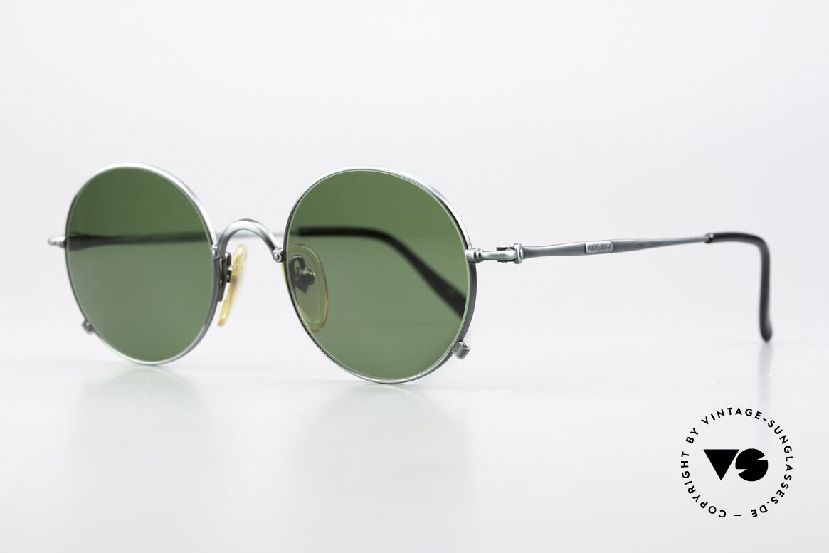 Jean Paul Gaultier 55-1176 90s Round Designer Shades, 'fir green' metallic frame with 2 small 'JPG'-logos, Made for Men and Women