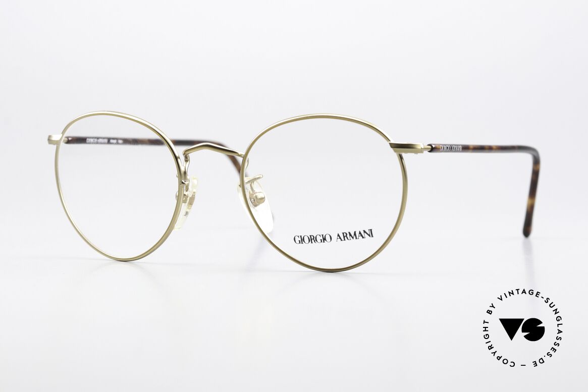 Giorgio Armani 138 Panto Frame Gold Tortoise, unisex vintage Giorgio Armani designer eyeglasses, Made for Men and Women