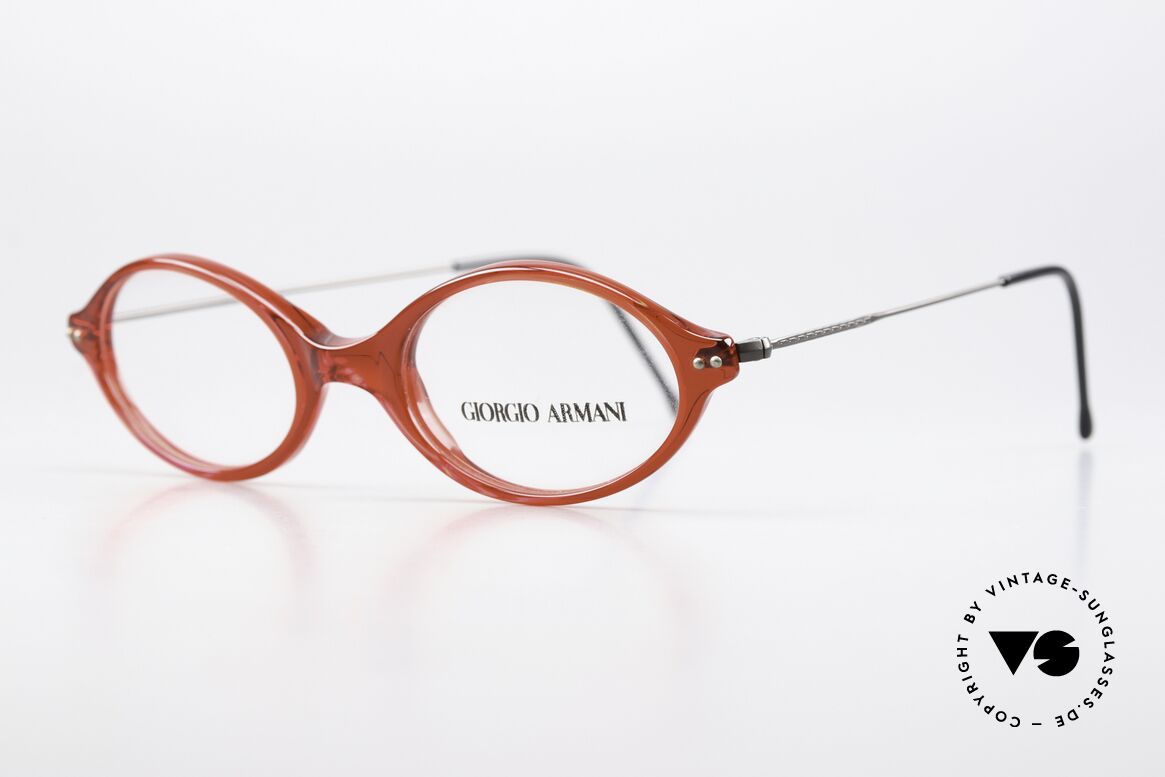 Giorgio Armani 378 Unisex 90s Frame Oval Small, lightweight plastic front with thin "wire temples", Made for Men and Women