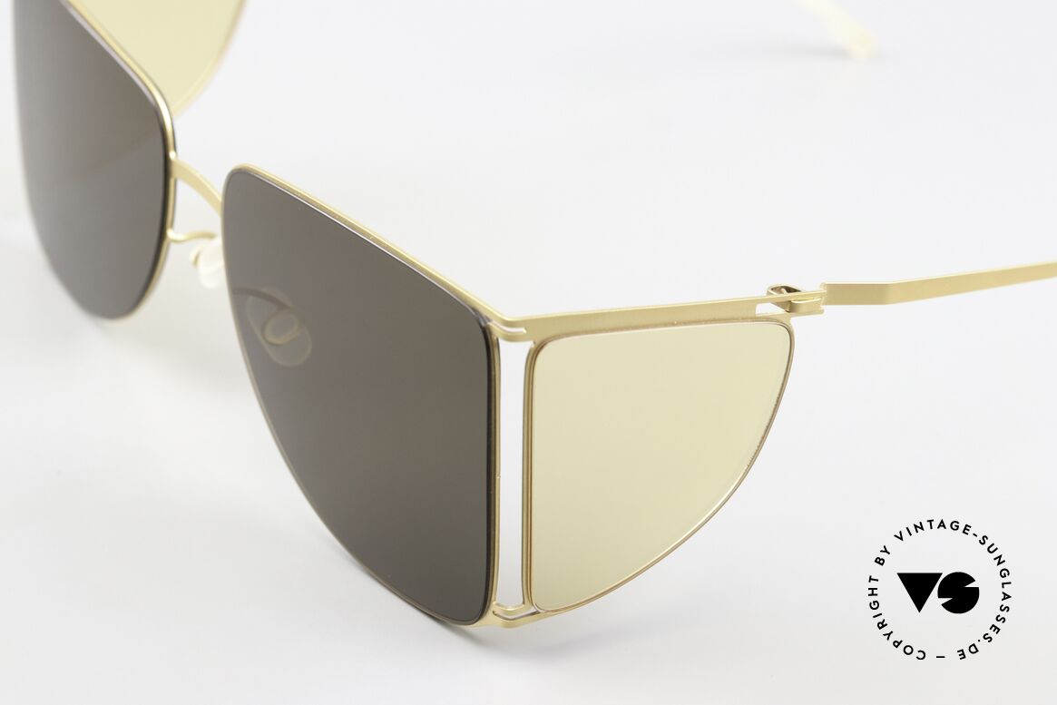 Mykita Helmut Lang HL002 Avant-Garde Collaboration, col. 873: frosted gold/jelly yellow + raw brown lens, Made for Men and Women