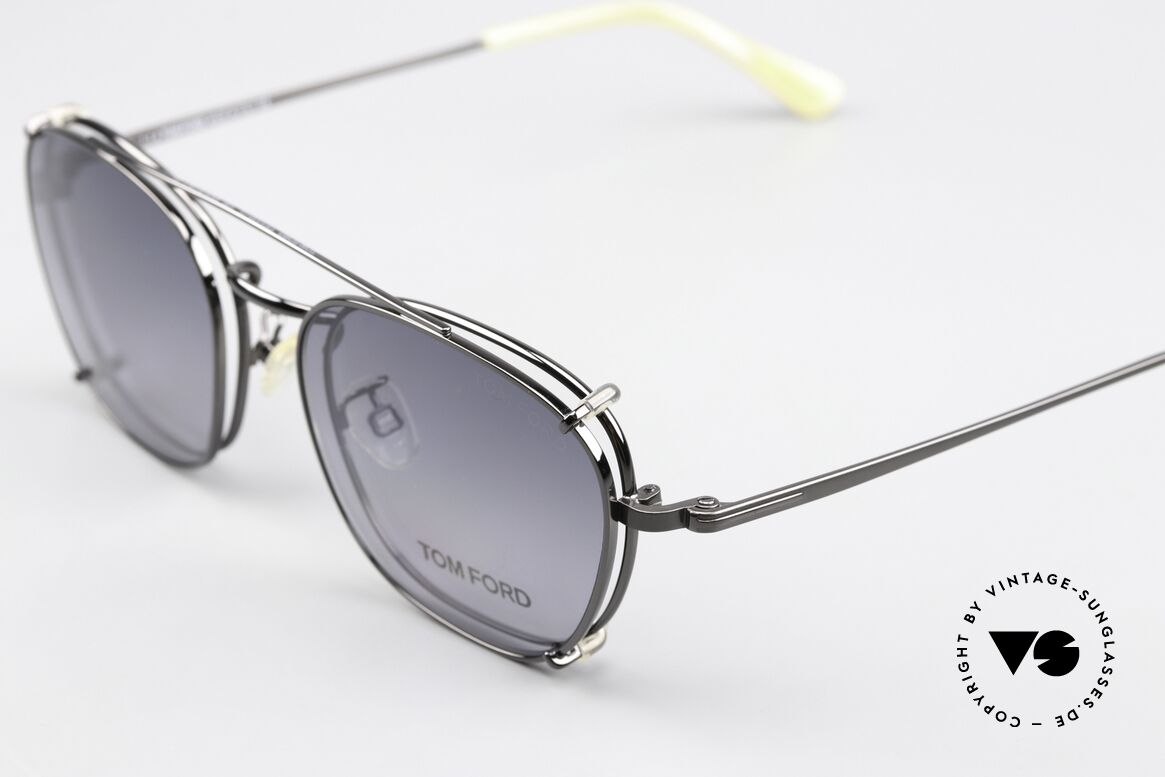 Tom Ford TF5335 Designer Frame Clip On, square panto metal frame with practical CLIP-ON, Made for Men and Women