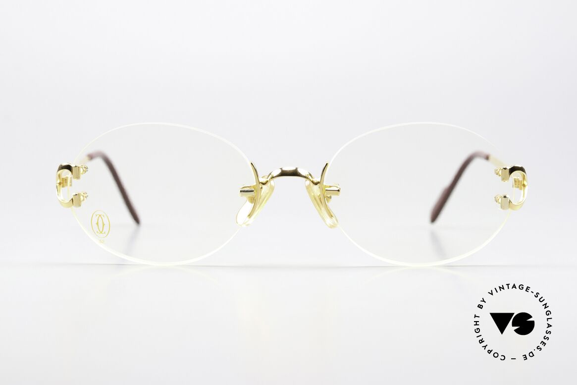 Cartier Scala 90s Frame Rare 52mm Size, 22ct gold-plated model SCALA in size 52-20, 135, Made for Men and Women