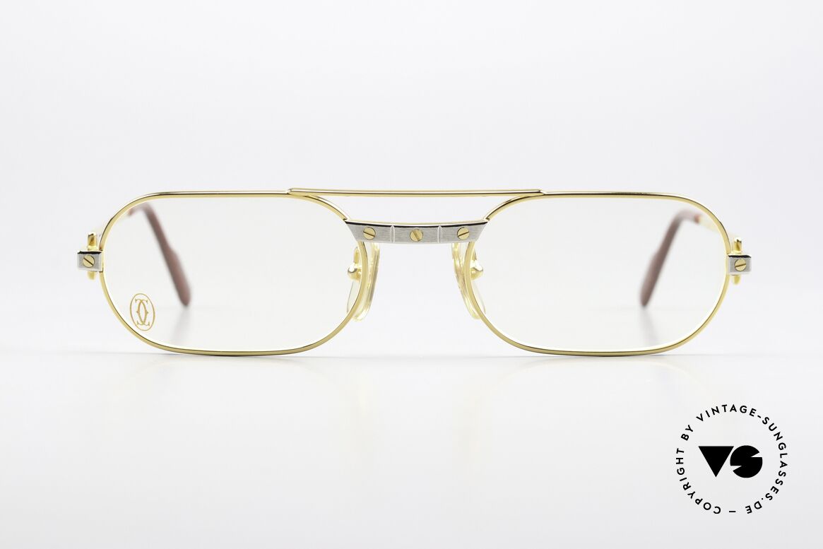 Cartier MUST Santos - S 80's Vintage Frame Unisex, this pair with SANTOS decor, SMALL size 53/20, 130, Made for Men and Women