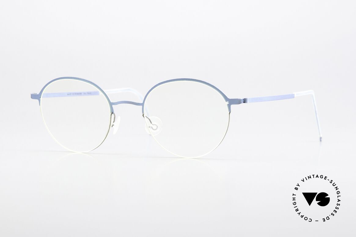 Lindberg 4010 Strip Titan 1990's Frame Blue Silver, small panto glasses: LINDBERG Strip Titanium Series, Made for Men and Women