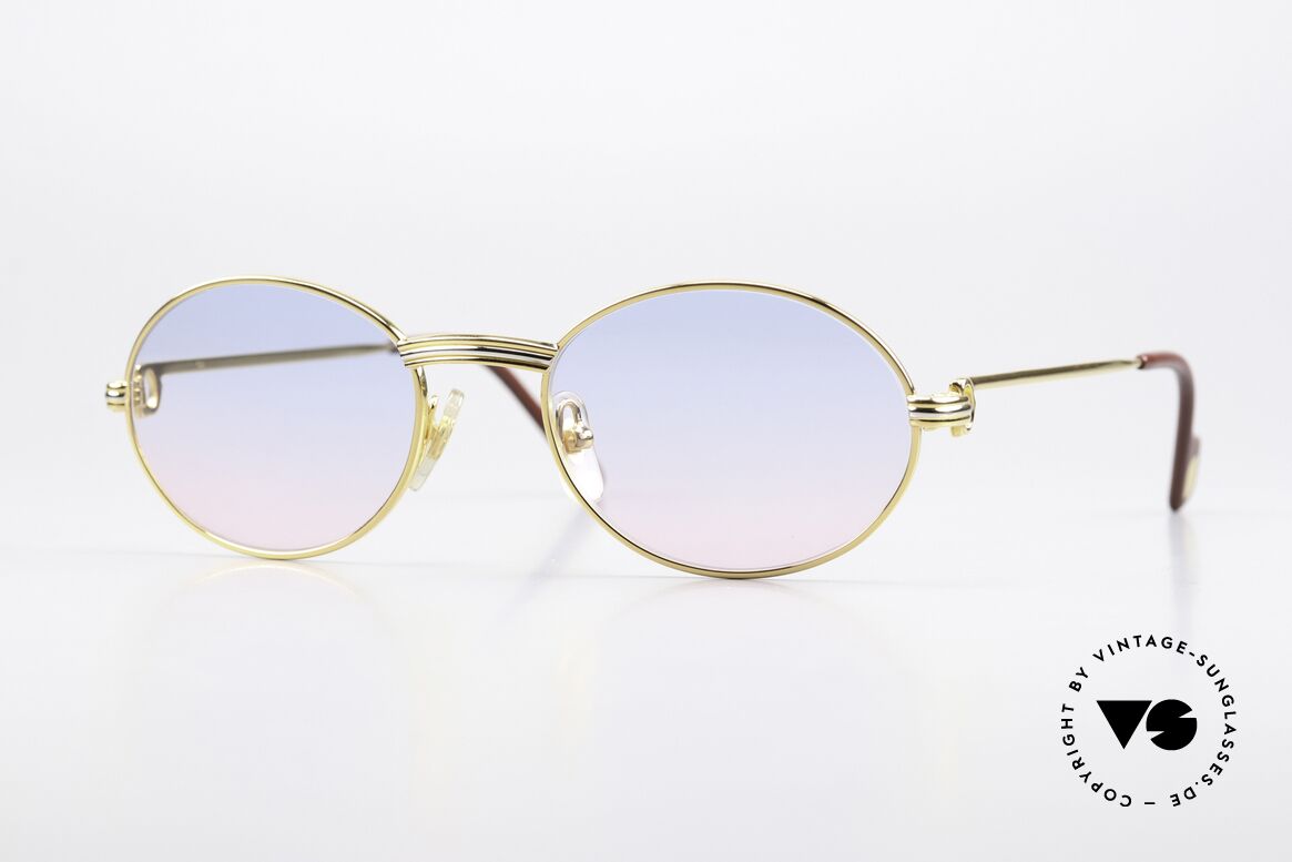 Cartier Saint Honore Baby-Blue Pink Sun Lenses, oval vintage CARTIER sunglasses from app. 1998/99, Made for Men and Women