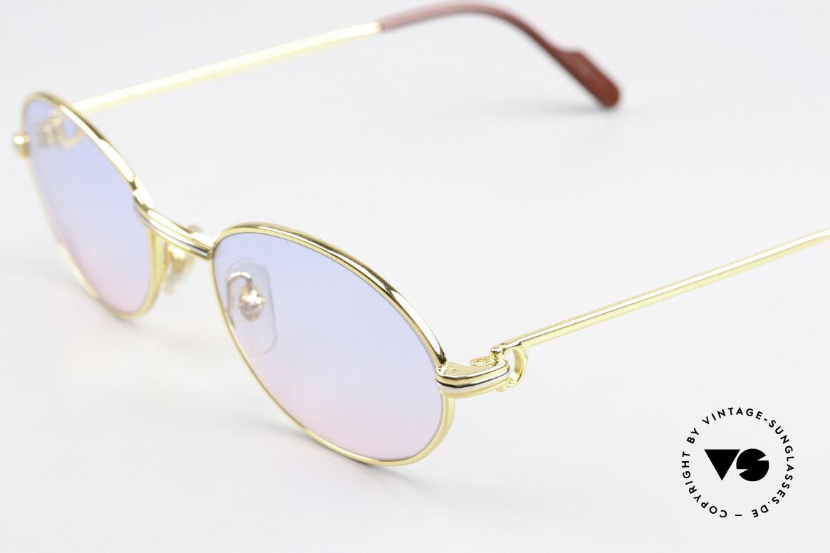 Cartier Saint Honore Baby-Blue Pink Sun Lenses, 22ct gold-plated & new sun lenses in baby-blue / pink, Made for Men and Women