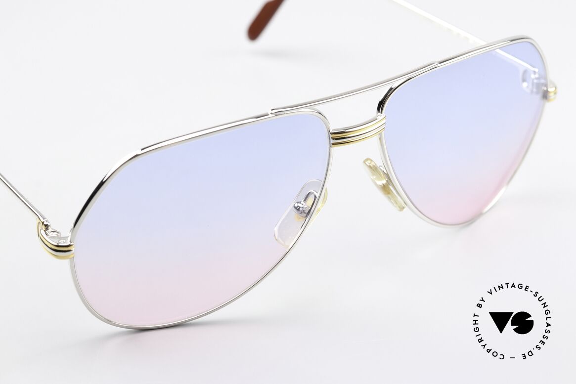 Cartier Vendome LC - L Platinum Sunglasses 1983, unique sun lenses with a gradient from baby-blue to pink, Made for Men