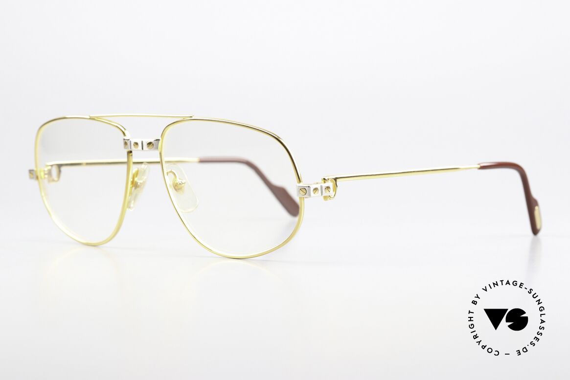 Cartier Romance Santos - M 1980's Luxury Frame 22ct, this pair (with SANTOS decor) is MEDIUM size 56-16, 135, Made for Men and Women