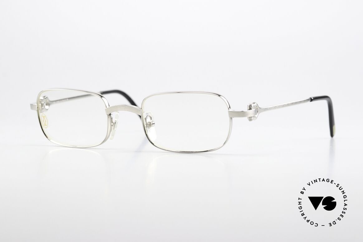 Cartier Dreamer 90s Frame Brushed Platinum, rare CARTIER vintage luxury eyeglasses from 1999, Made for Men and Women