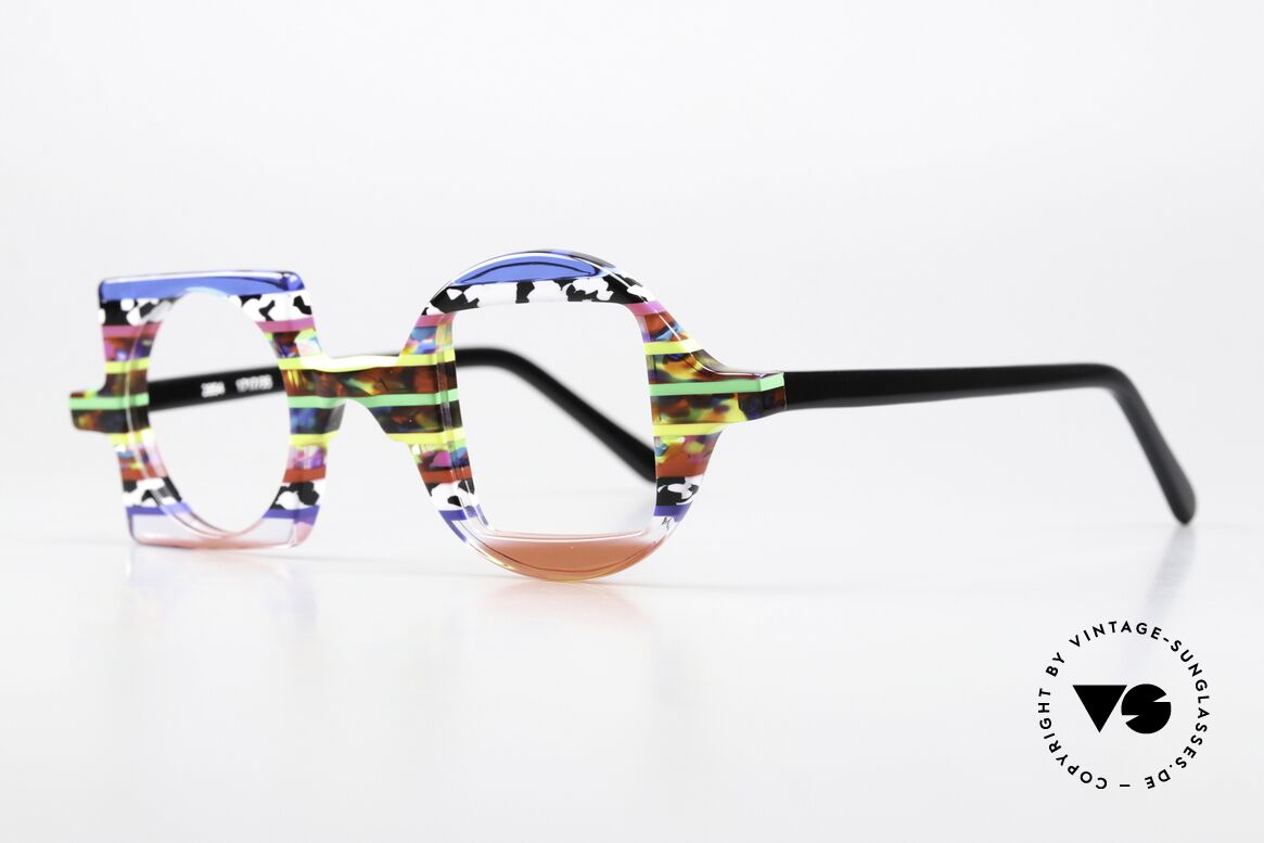 Wissing 2854 Crazy Colorful Eyeglasses, multi-layered acetate frame, made in Germany, Made for Men and Women