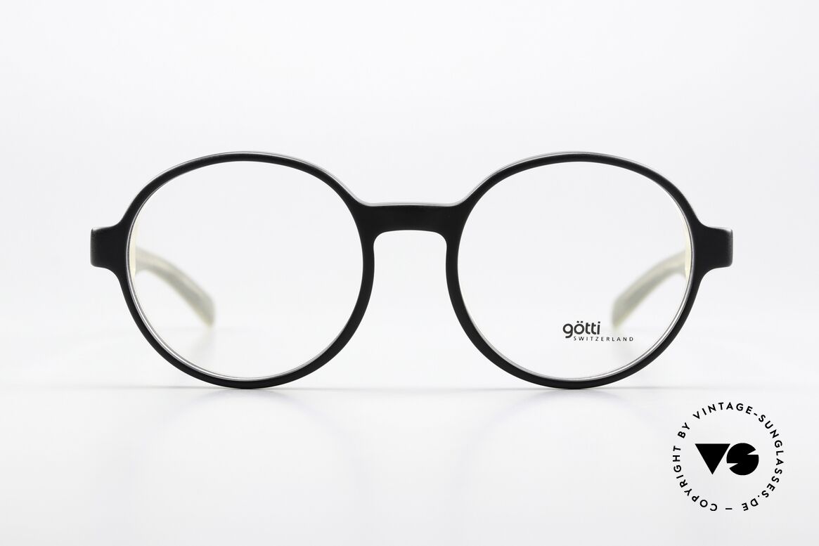 Götti Werry Round Acetate Frame Black, acetate glasses in timeless round shape; unisex, Made for Men and Women