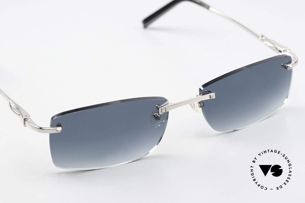 Fred Cayman F6 Rimless Sunglasses Square, mini mark of the original price label on the right lens, Made for Men