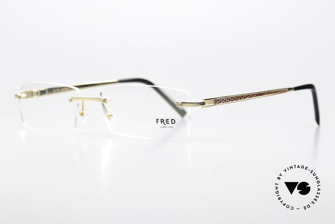 Fred Jamaique F4 Rimless Luxury Eyewear, rimless men's frame with spring hinges, size 57-18, 140, Made for Men