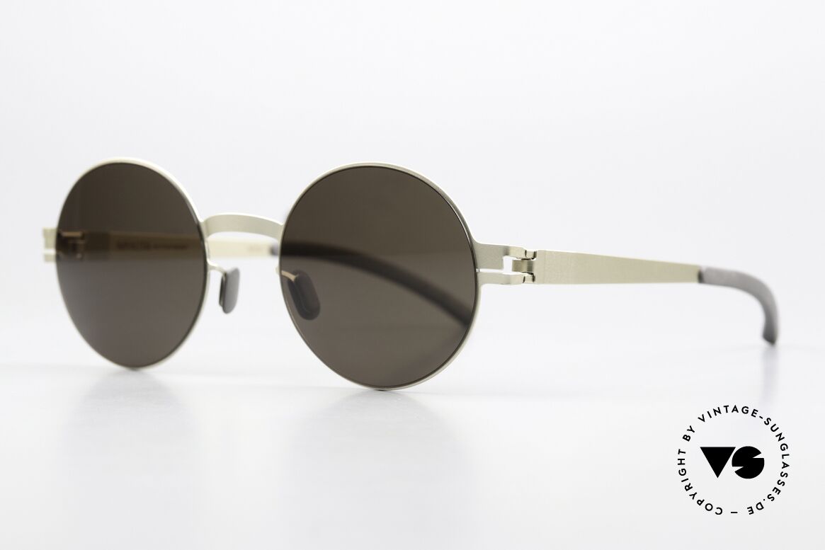 Mykita Moon Unisex Sunglasses Round, matt silver frame with non-reflective brown sun lenses, Made for Men and Women