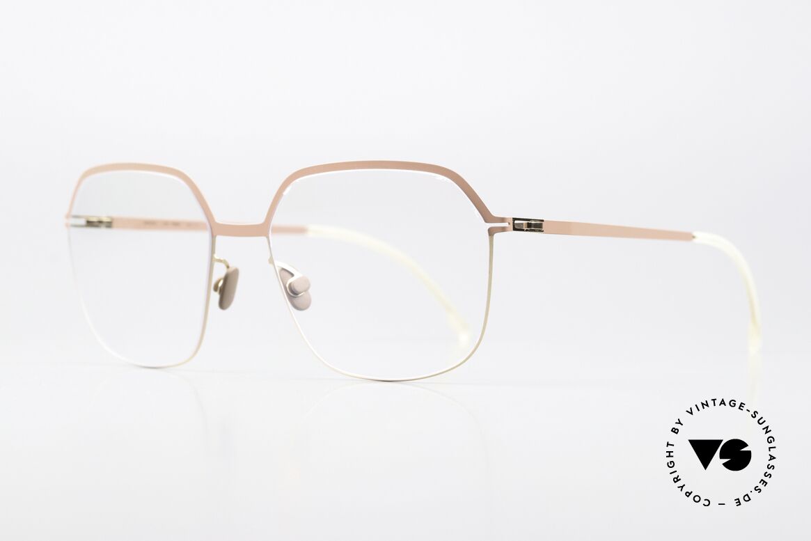 Mykita Finna Women's Glasses Peach Pink, color 426; some kind of "peach/pink" with gold hinges, Made for Women