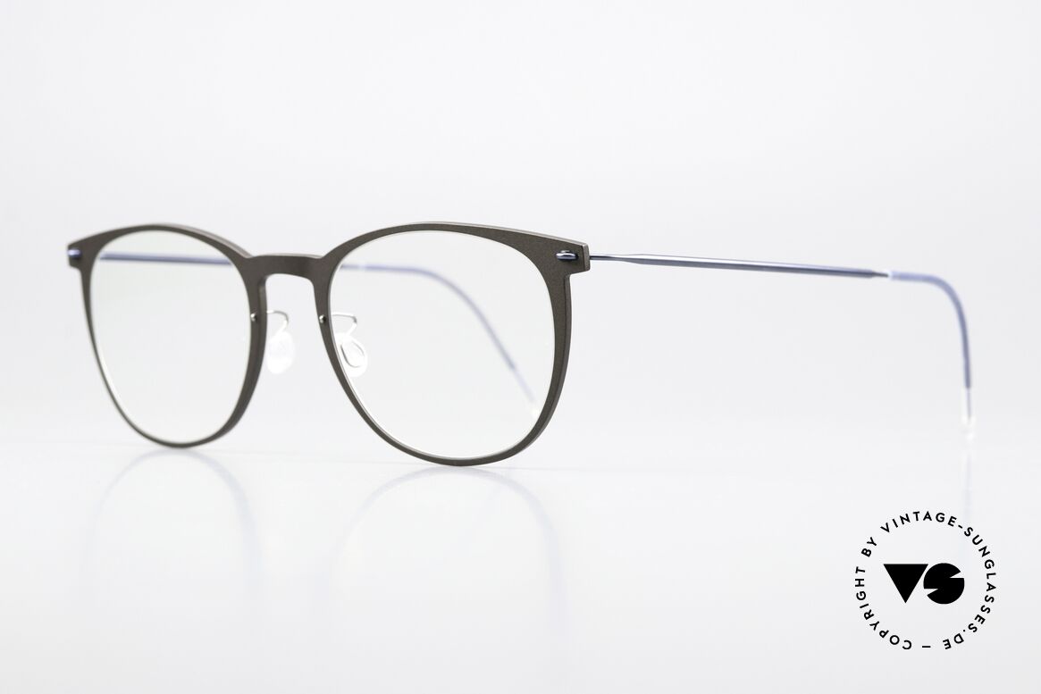 Lindberg 6529 NOW Taupe And Dark Blue, taupe frame front with "dark blue metallic" temples, Made for Women