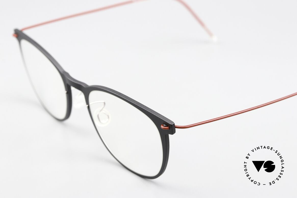 Lindberg 6529 NOW Matte Black And Dark Red, high quality composite material & titanium temples, Made for Women