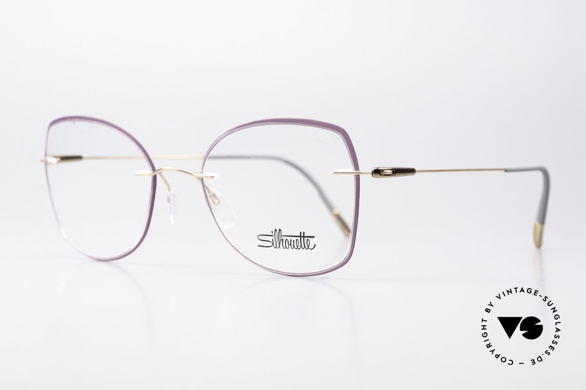 Silhouette 5500 Ladies Frame Purple Rose, fine rimless eyeglasses with feminine demo lenses, Made for Women