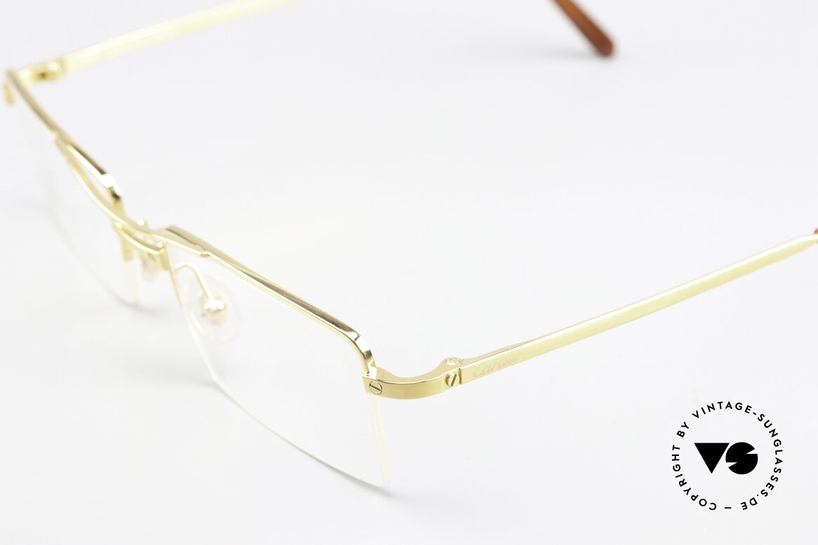 Cartier Semi T-Double Square Titanium Glasses, ID: T8100726, Semi T-Double, brushed yellow gold, Made for Men