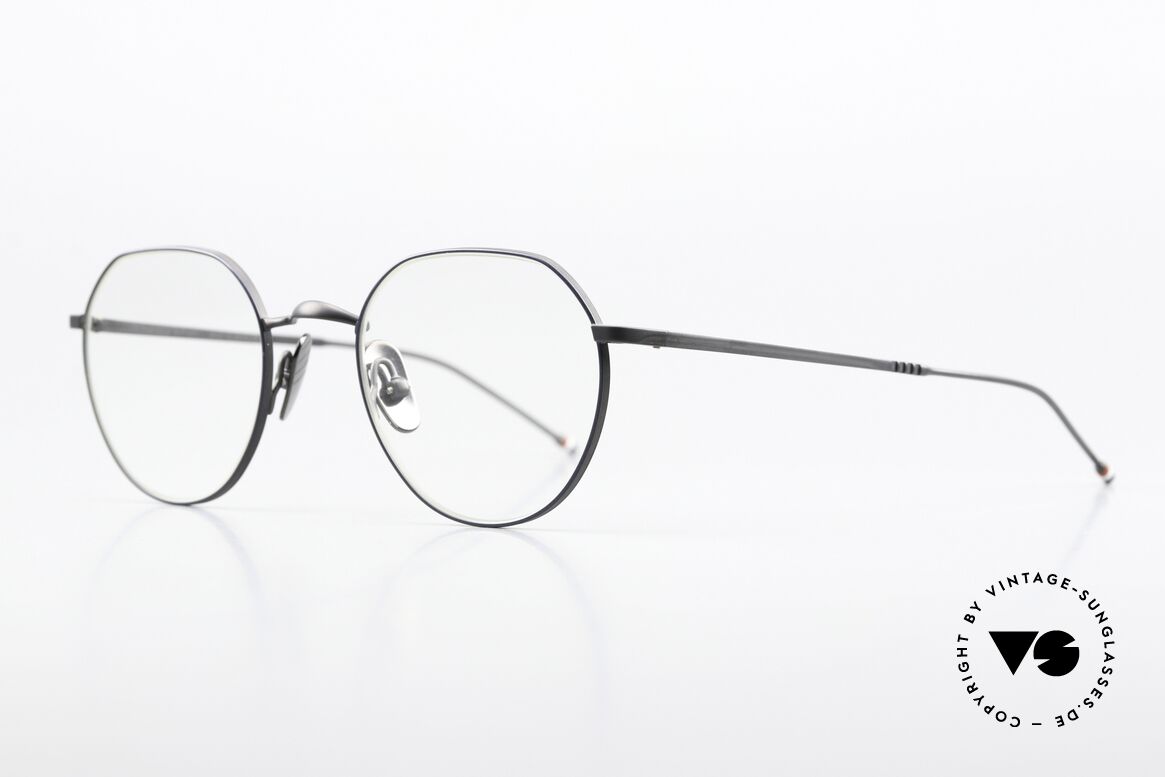 Thom Browne TBX914 Stylish Titanium Glasses, color BLK NVY: black with dark blue frame front, Made for Men