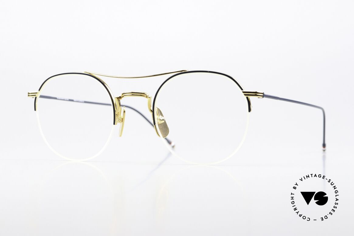 Thom Browne TB903 Semi Rimless Titan Frame, Thom Browne eyeglasses, TB903-B-NVY-GLD-49, Made for Men