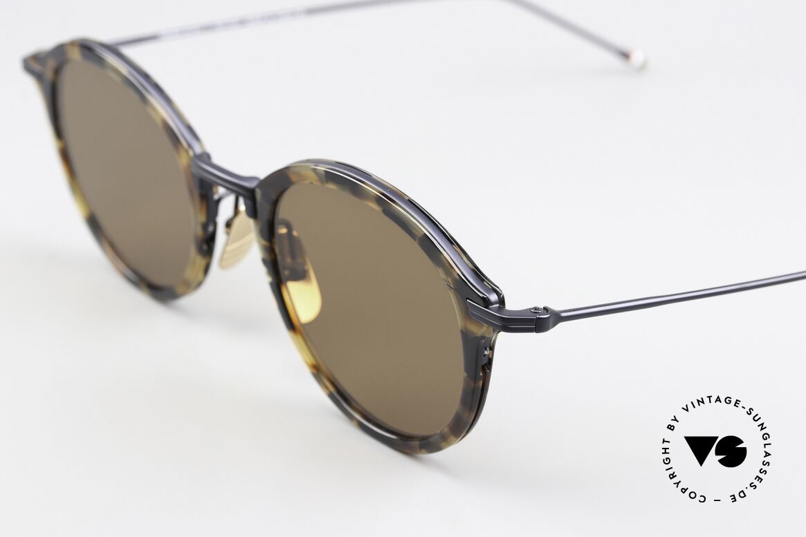 Thom Browne TBS908 Classy Panto Sunglasses, anti-reflective sun lenses with a solid brown tint, Made for Men