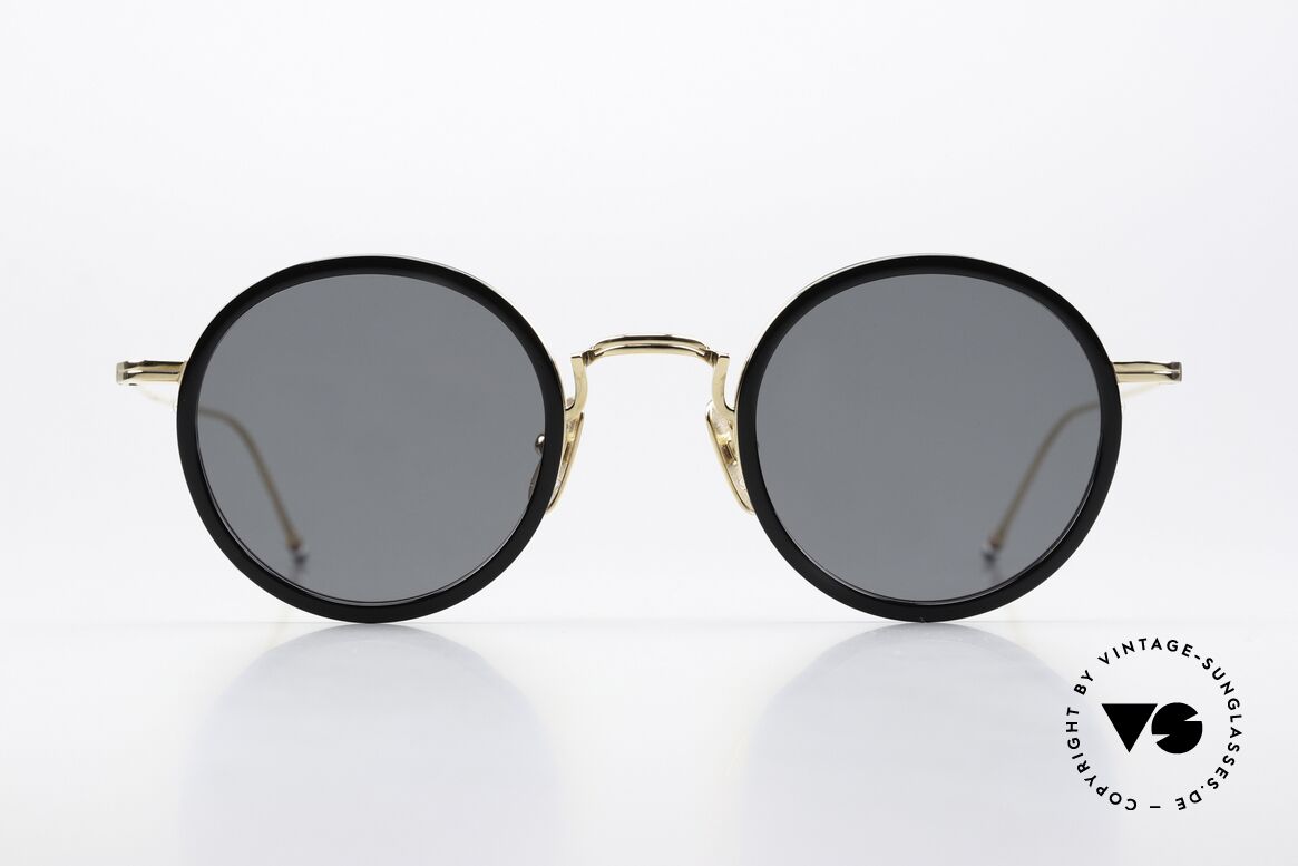 Thom Browne TBS906 Classy Round Sunglasses, titanium frame with acetate rings in M size 46-25, Made for Men