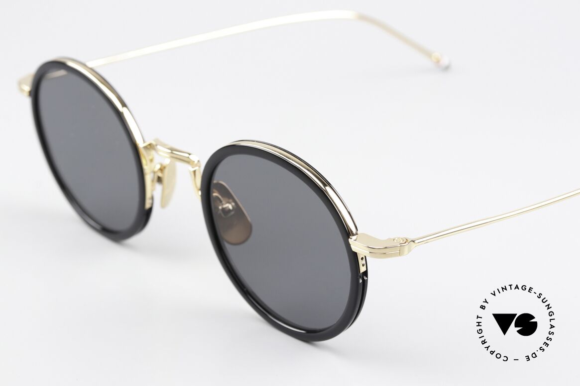 Thom Browne TBS906 Classy Round Sunglasses, anti-reflective sun lenses with a solid gray tint, Made for Men