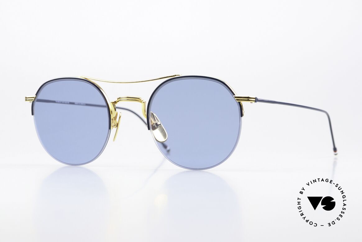 Thom Browne TB903 Half Rim Sunglasses, Thom Browne sunglasses, TB903-B-NVY-GLD-49, Made for Men