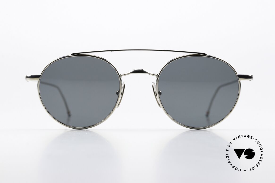 Thom Browne TB101 Classy Designer Shades, silver-plated titanium frame in size 49-22, 150mm, Made for Men