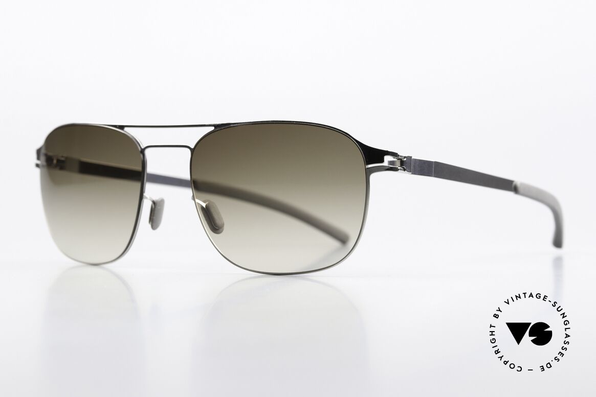 Mykita Paco Men's Sunglasses Shiny Silver, color is "Shiny Silver" with olive-gradient sun lenses, Made for Men