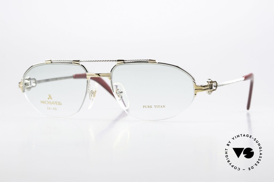 Machiavelli 24-40 80's Frame Gold & Platinum, MACHiAVELLi 24-40 Pure Titanium men's glasses, Made for Men