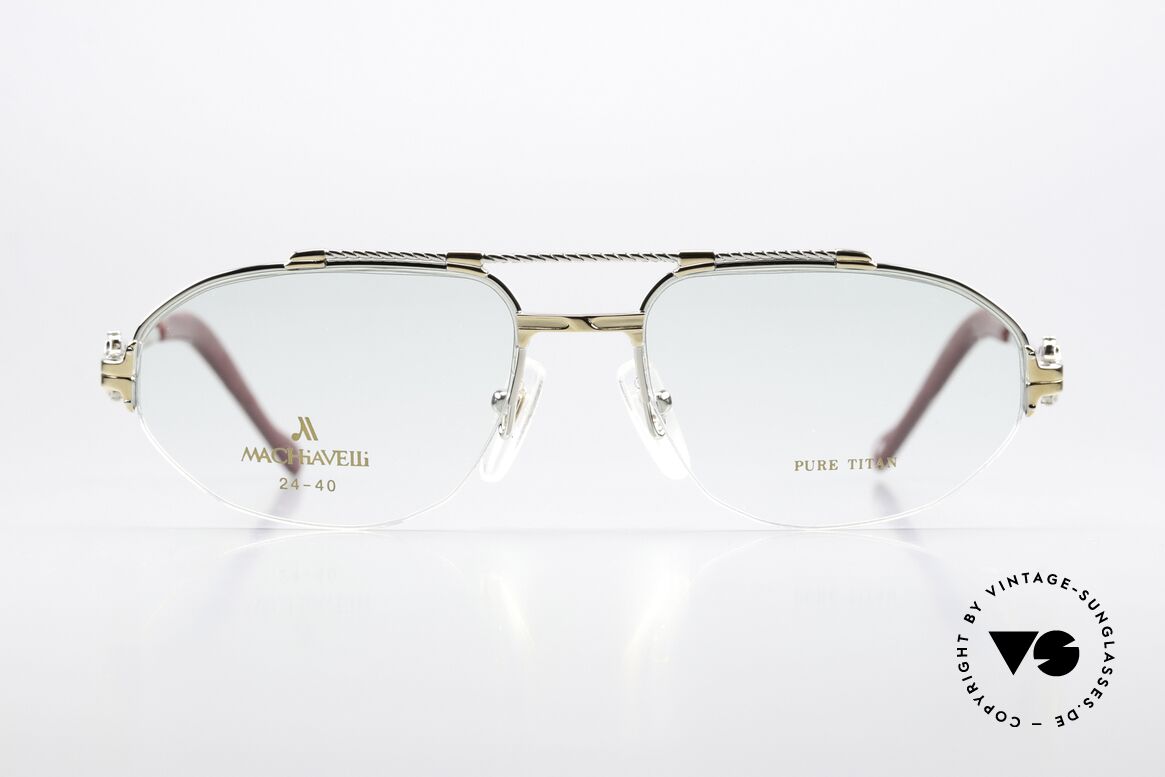 Machiavelli 24-40 80's Frame Gold & Platinum, collection named after the Italian PHILOSOPHER, Made for Men