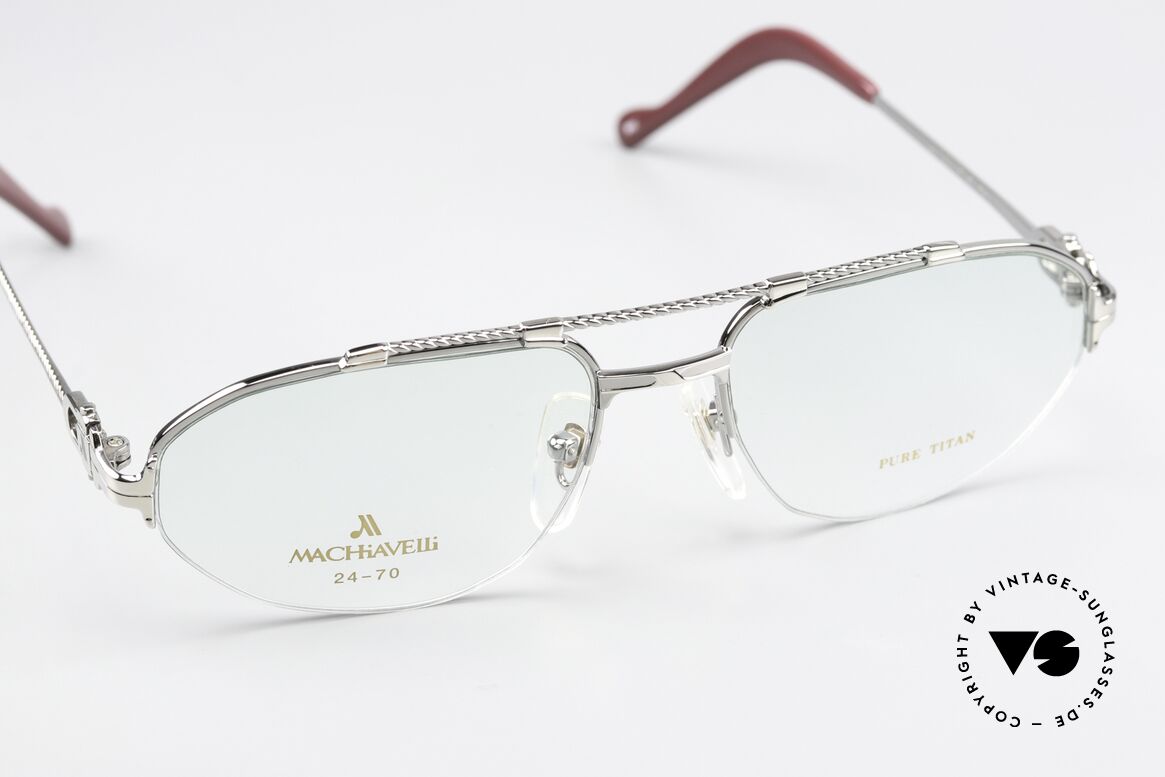 Machiavelli 24-70 80's Frame Platinum Plated, half rimless (nylor glasses), very pleasant to wear, Made for Men