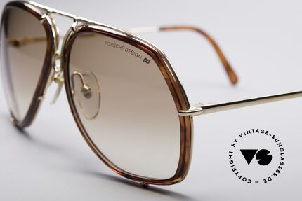 Porsche 5637 Large 80's Designer Shades, gold-plated frame with brown-gradient lenses, 100% UV, Made for Men