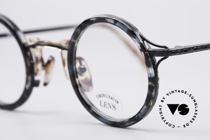 Freudenhaus Koji Round Designer Frame, high-end frame & unique pattern (blue-gray marbled), Made for Men