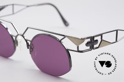 Neostyle Jet 224 Sunglasses Steampunk Style, gunmetal finish & dark pink sun lenses, 100% UV, Made for Women