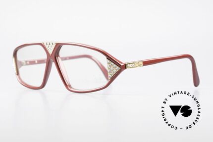 Cazal 199 80's Rhinestone Eyeglasses, noble rhinestone appliqué on the red frame, Made for Women