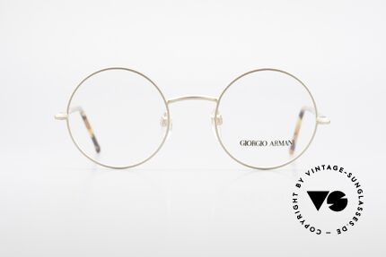 Giorgio Armani 117 80's Frame Timeless Round, fully dulled gold metal frame with 'tortoise' temples, Made for Men and Women