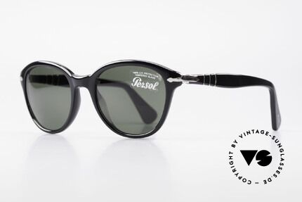 Persol 3025 Ladies Sunglasses Round Black, with Persol mineral lenses; 100% UV protection, Made for Women