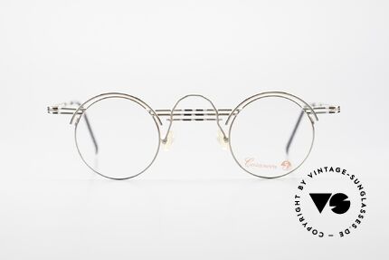 Casanova BC1 Artful Panto Designer Glasses, gold-plated frame with discreet black & white stripes, Made for Women