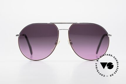 Metzler 0881 Rare 80's Aviator Sunglasses, light-metal frame with gray & ruby-colored front, Made for Men and Women